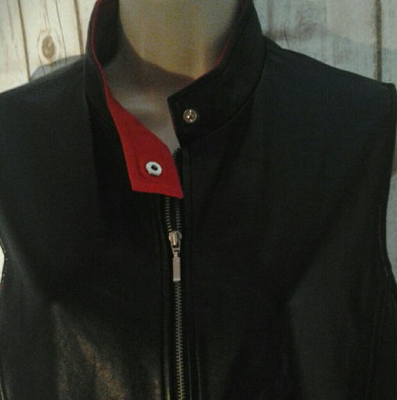 Pendleton Genuine Leather Red Black  Bikers Vest - Picture 4 of 7